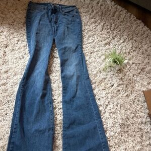 Chic Just USA Denim Flare dark wash vintage denim y2k Jeans in Blue jeans with a